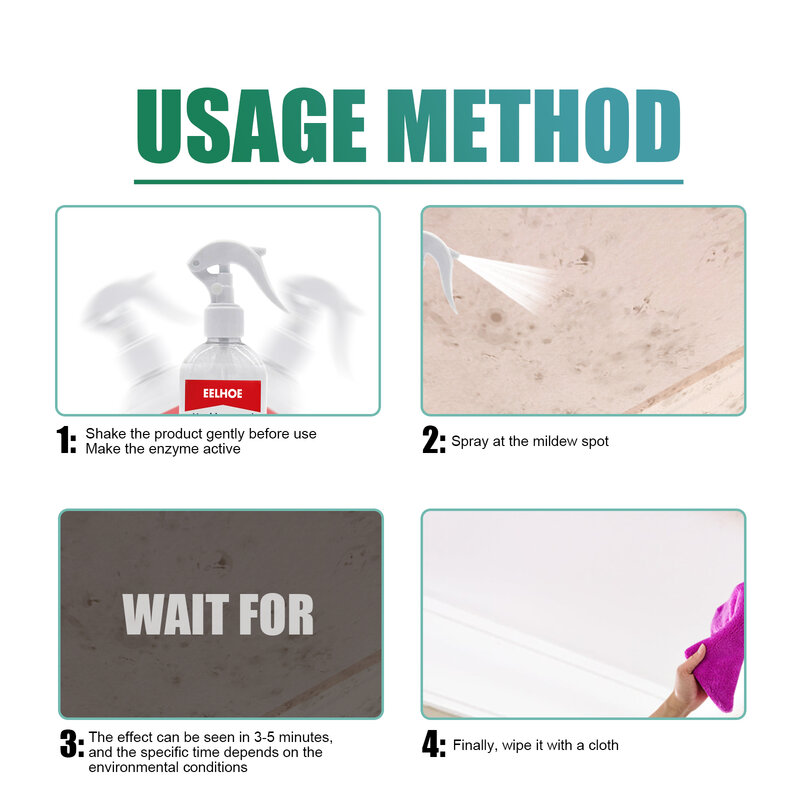 Nettoyant efficace contre la moisissure, Spray actif pour l'élimination des moisissures sur les murs de carreaux de céramique