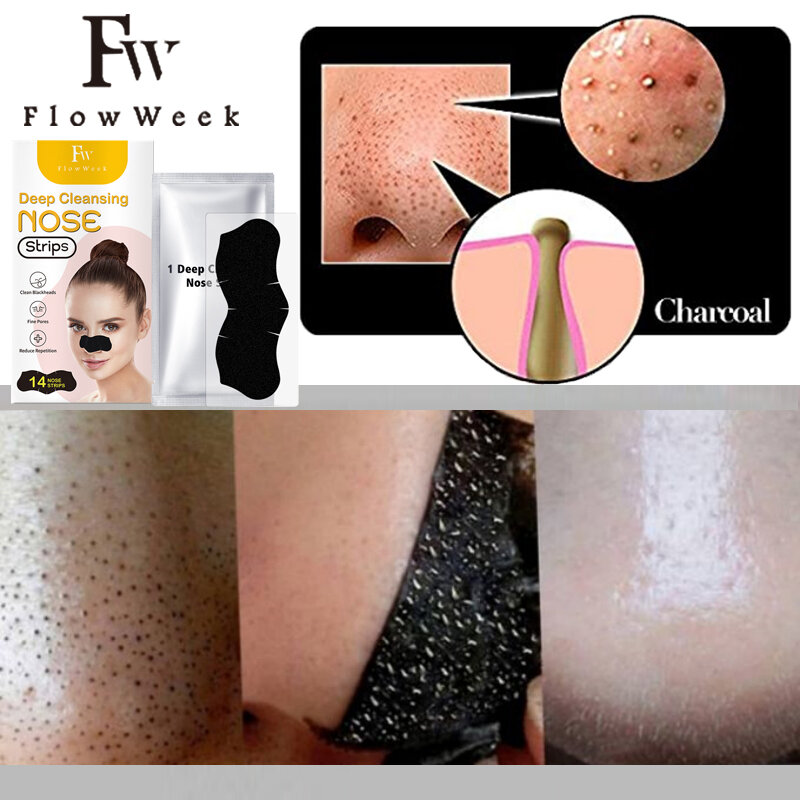 FlowWeek Blackhead Remove Mask Deep Cleansing Nose Strips Blackhead Removal and Pore Unclogging Pore Clean Strips