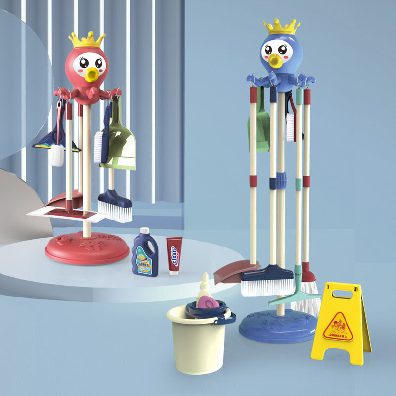 Ferramentas de limpeza simulação das crianças jogar casa brinquedos vassoura aspirador de pó mop dustpan conjunto de ferramentas de limpeza brinquedo combinação