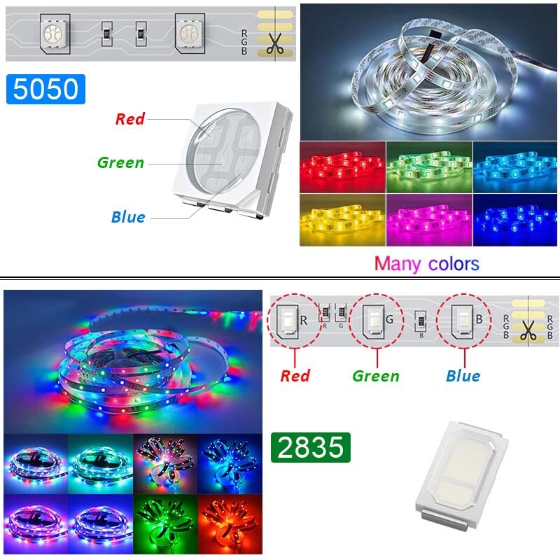 Светодиодная ленсветильник 5 м 60 светодиодов/м 12 В постоянного тока SMD 2835 5050 RGB лента теплый белый красный зеленый синий одноцветная лампа ле...