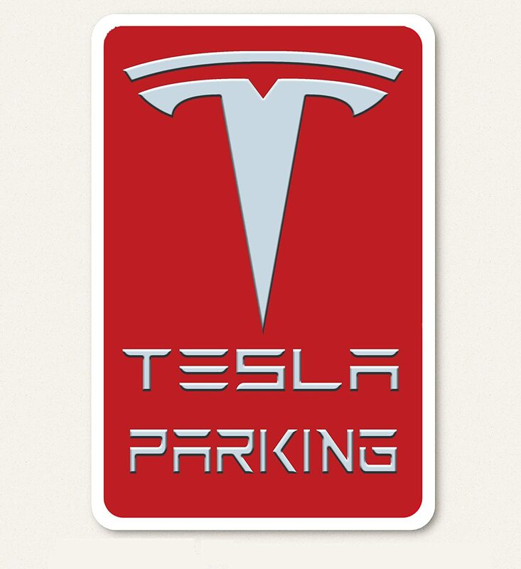 Voss Collectables Tesla Car Reserved Parking only Aluminum Sign with All Weather UV Protective
