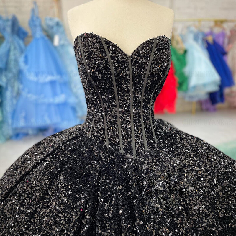 Блестящие велюровые платья Quinceanera, мексиканское милое ТРАПЕЦИЕВИДНОЕ кружевное блестящее платье с большим шлейфом, Роскошные платья XV лет