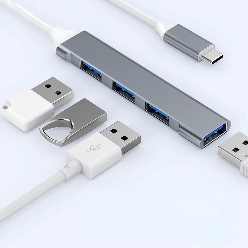 USB Komputer C HUB 3.0 Tipe C 3.1 3/4 Port Adaptor Multi Splitter USB OTG untuk Macbook Pro 13 15 Air Mi Pro Aksesori PC