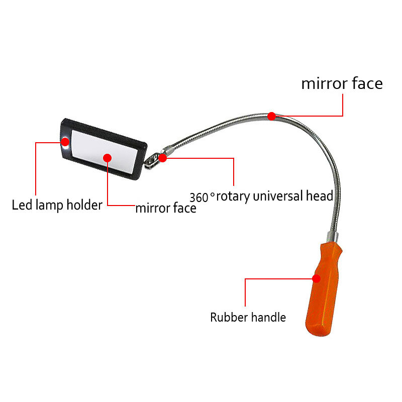 Auto LED Light Extendible Inspection Mirror Endoscope Car Chassis Angle View Automotive Telescopic Detection Tool Equipment