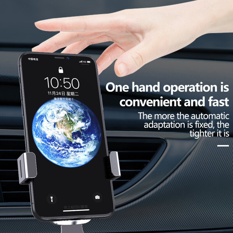 Support universel de téléphone portable pour voiture, Surface miroir, gravité, Clip de ventilation