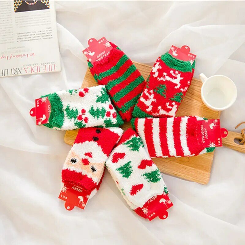 Calcetines de algodón con dibujos animados para mujer, calcetín informal de invierno y Navidad, para regalo de Navidad, 1 par