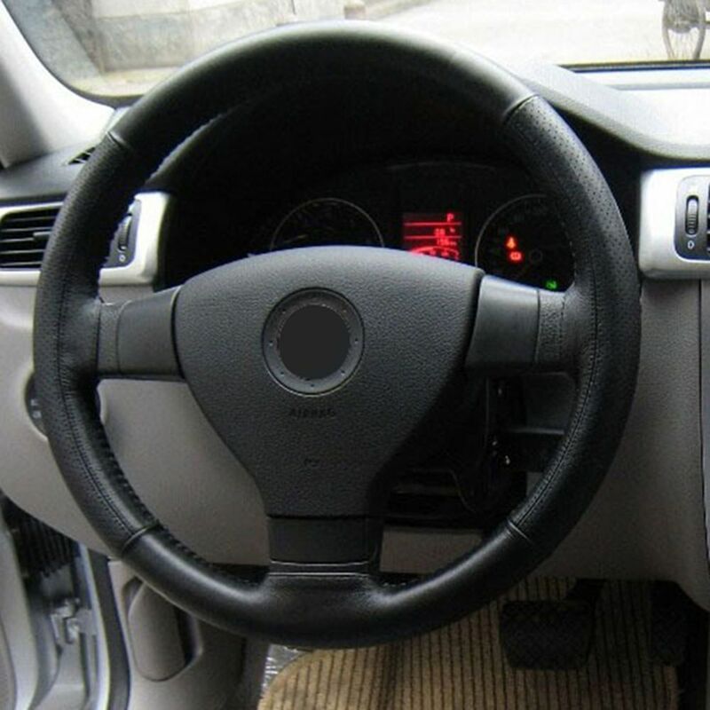 1pc DIY Auto Lenkrad abdeckungen mit Nadeln Faden Kunstleder grau schwarz Schutz Innen Autozubehör