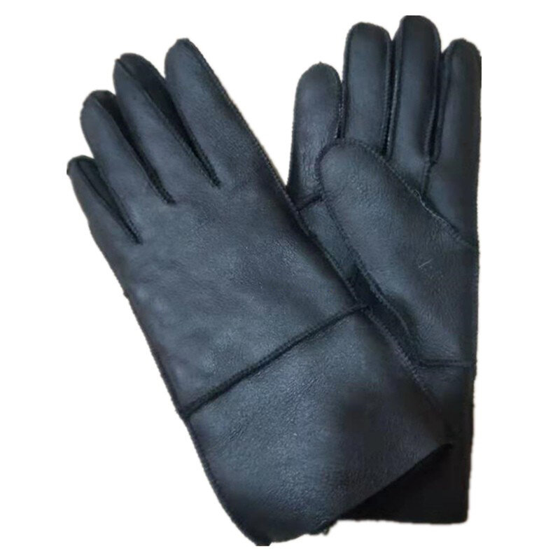 Цельнокроеные женские перчатки из натурального меха плюшевые Утепленные зимние ветрозащитные кожаные перчатки женские теплые перчатки дл...