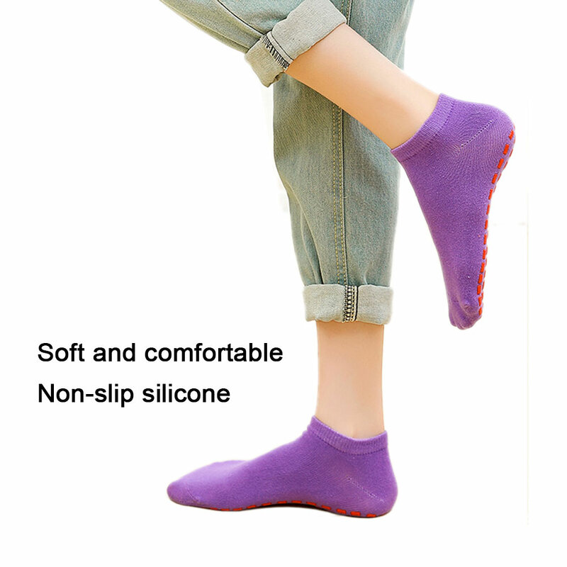 5 Pairs Pack Trampoline Sokken Voor Volwassen & Kind Thuis Sport Sokken Katoen Anti-Slip Ademend Floor Sokken Yoga sokken Voet Massage