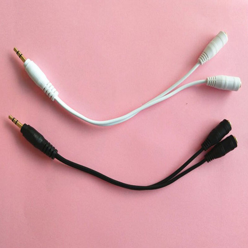 10-100 pces 3.5mm 1 em 2 casais linha de áudio earbud fone de ouvido fone de ouvido divisor para almofada telefone android móvel