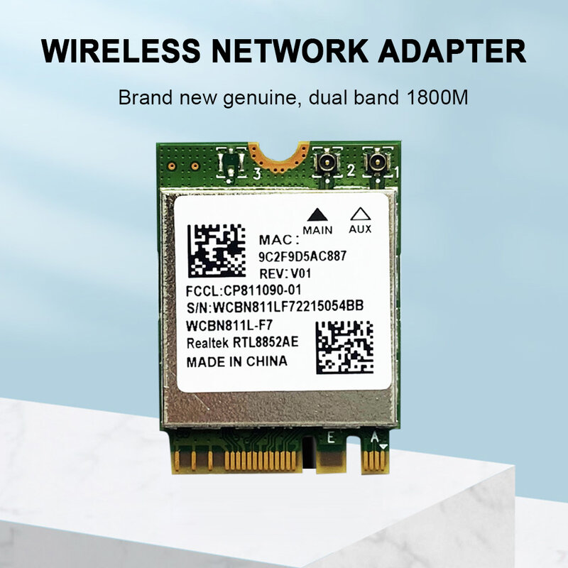 RTL8852AE WiFi การ์ดเครือข่ายไร้สาย2.4G/5G การ์ดเครือข่าย WiFi Adapter Dual Band 1200Mbps บลูทูธ-ใช้งานร่วมกับ5.2สำหรับแล็ปท็...