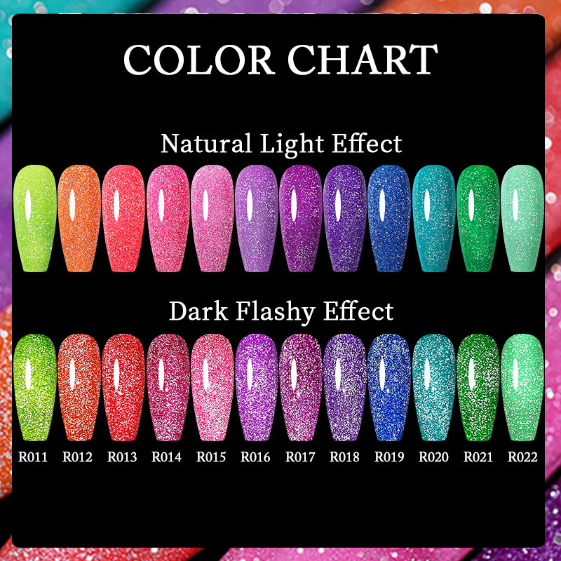 Azúcar UR-esmalte de uñas semipermanente, esmalte de uñas en Gel UV LED, fluorescente, naranja, azul y verde, con purpurina reflectante de neón