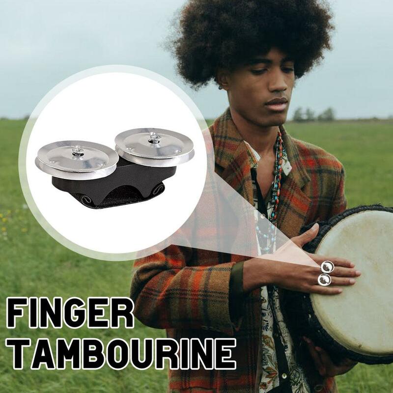 1.1Finger tamburyn Instrument muzyczny ręczny tamburyn metalowy dzwonek Jingles grzechotka perkusja dla KTV gra imprezowa