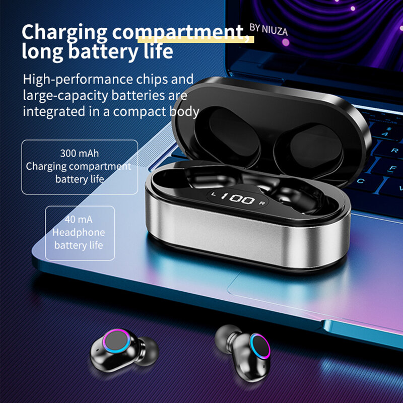 Bluetooth-наушники HD, беспроводные наушники, портативные мини-наушники с шумоподавлением, гарнитура с микрофоном для всех телефонов