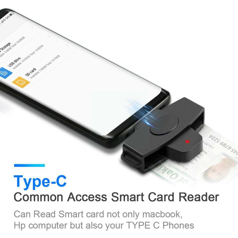 Pembaca kartu Usb Tipe C, Rocketek baru, pembaca kartu memori Id Bank Sim Dni Dnie Android, konektor Emv, kler elektronik, adaptor Y3y0