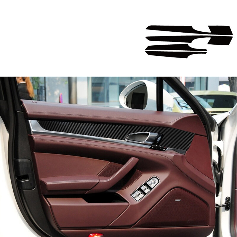 Film de protection en Fiber de carbone pour Porsche Panamera, autocollant intérieur de voiture, commande centrale, porte, engrenage pneumatique, accoudoir arrière, panneau de tableau de bord