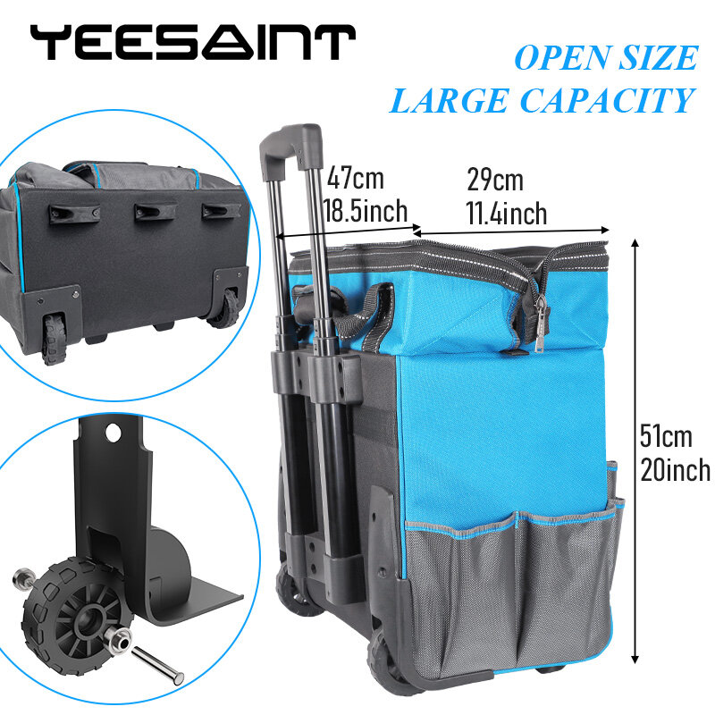 YEESAINT-다기능 도구 트롤리 가방, 도구 상자, 전기 도구 보관 상자, 하드 운반 케이스, 롤링 도구 가방, 남성용 도구 가방