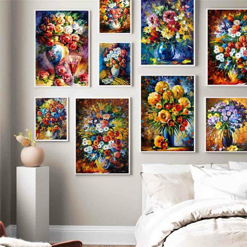 Graffiti art plant bonsai canvas painting aesthetic flower oil painting wall art poster office living room home decoration mural
