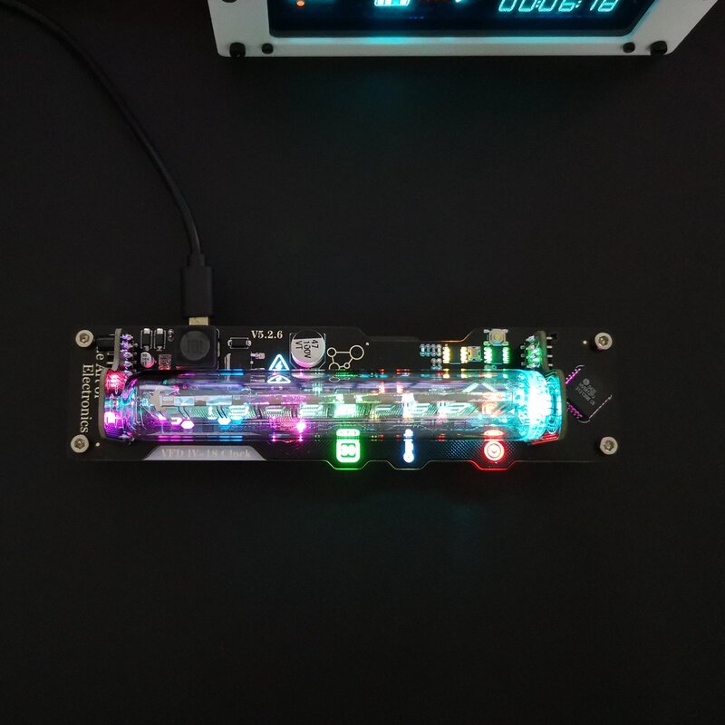 Eletrônico iv18 fluorescente tubo relógio arte criativa tecnologia sentido ornamentos nixie tubo digital led relógio de rede presente
