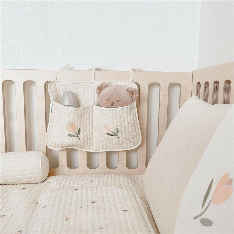 Cute Storage Bag Baby Crib Chair Organizer Hanging Bag for Bunk Hospital Bed Rail Book Baby Bottle Toy Diaper Pockets Box Holder