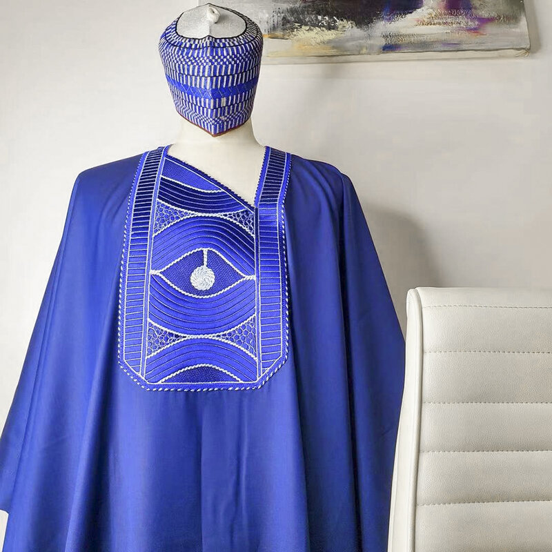 H & D 2022 Nieuwe Afrikaanse Traditionele Slijtage Formele Kledij Bazin Riche Dashiki Outfits Shirt Broek Gewaad Pak Afrikaanse Kleding voor Mannen