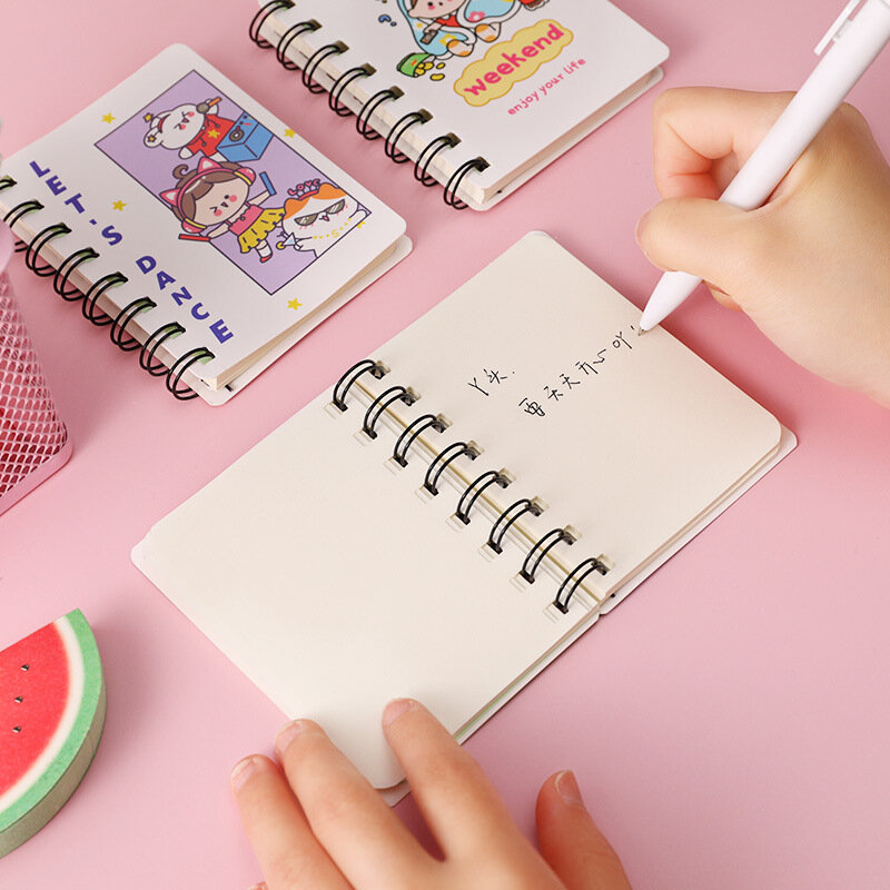Korean A7 Coil Notebook Student Cartoon Trumpet Pocket Blank Page Word Book Stationery Rollover Notepad School Office Supplies