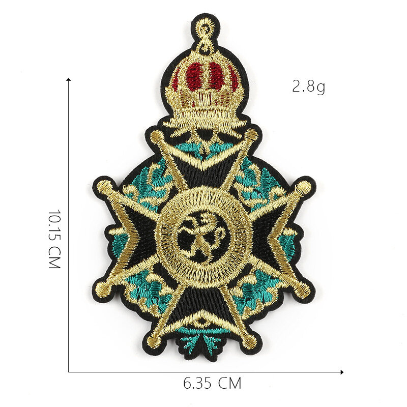 Medalla con patrón de corona de 9 piezas, parche bordado para planchar, ropa de reparación DIY, camiseta, mochila vaquera, insignia de decoración de moda