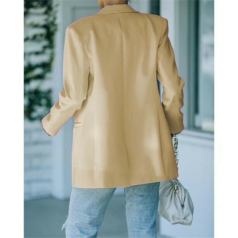 Outono senhora do escritório elegante blazer casacos moda turn-down colarinho feminino outerwear primavera casual simples manga comprida jaquetas