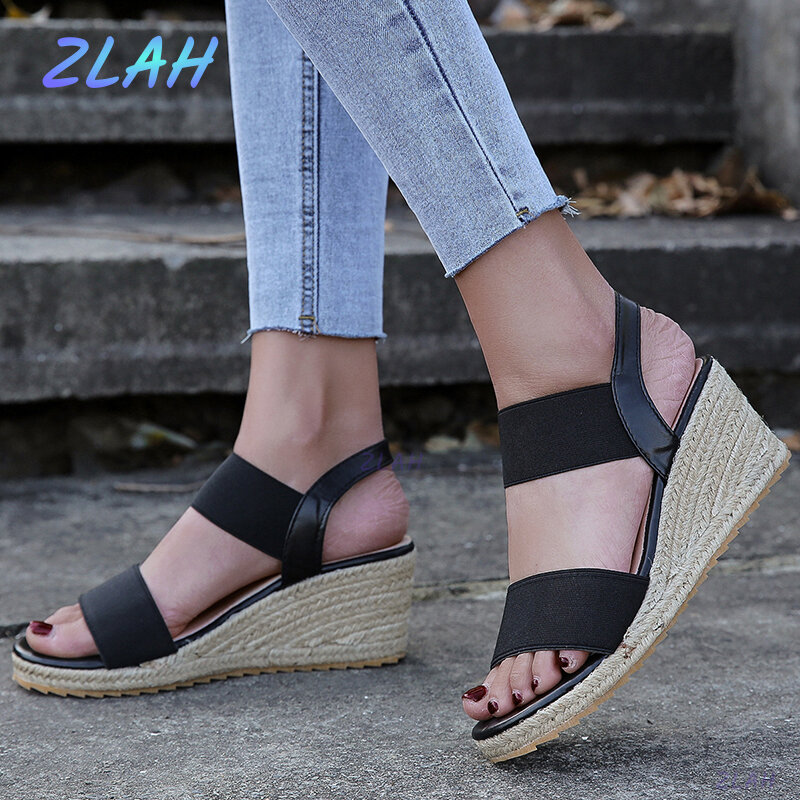 Novas sandálias femininas zlah confortável salto alto cunha sandálias finas combinação senhoras sandálias de verão sapatos femininos