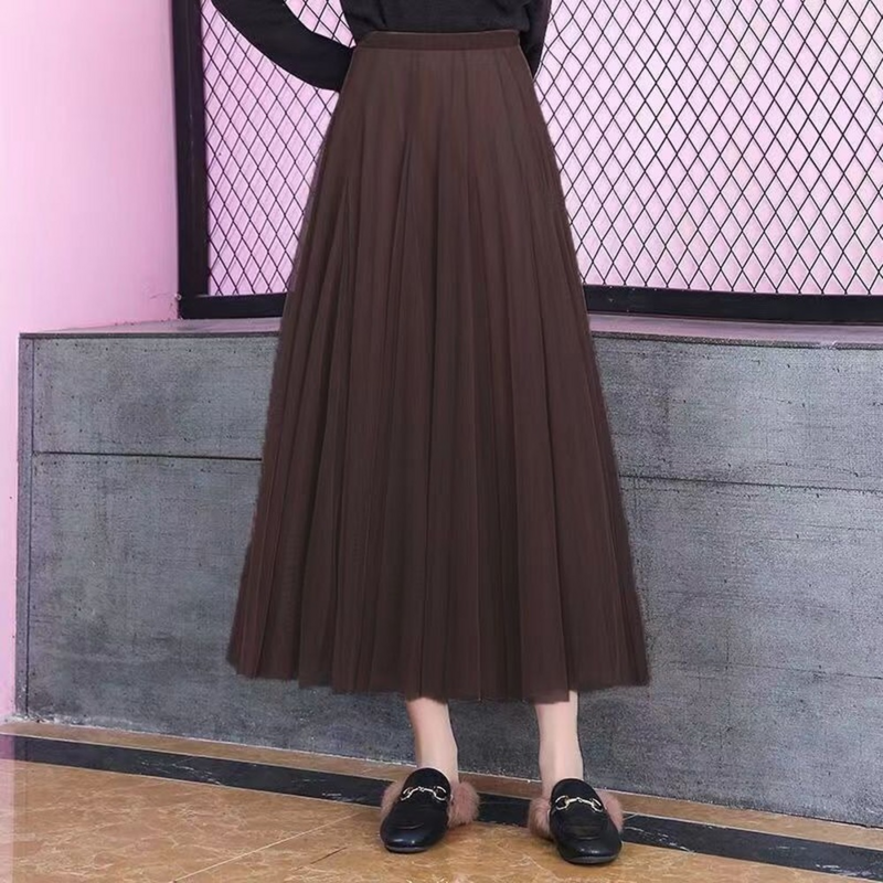 Fashion Women Summer Long Maxi Gauze Vintage Casual Loose Faldas Saia Robe Femme High Waist Solid Skirt Jupe Party Skirt