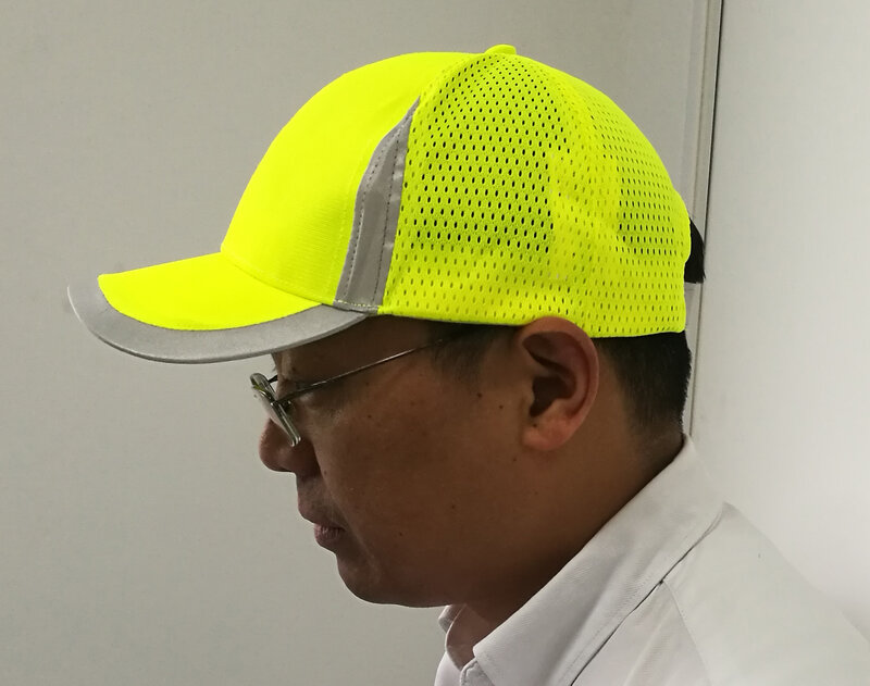 ผู้ชาย Hi Vis ป้องกัน Bump Cap เบสบอลสไตล์หมวก Workwear ความปลอดภัยสีเหลืองสีส้ม Brightful หมวกสูงเบสบอลหมวก