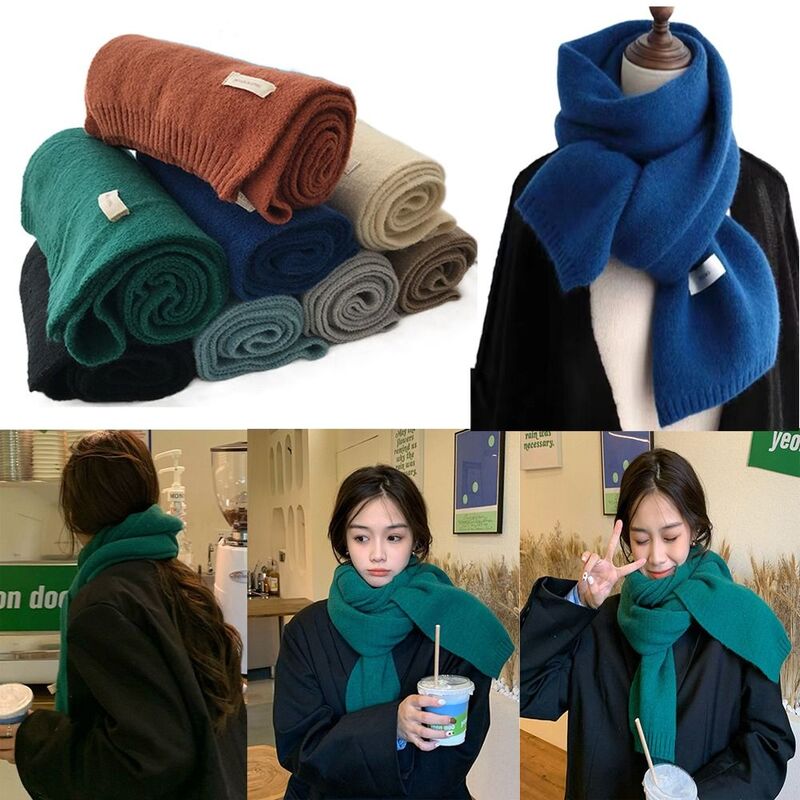 Women Scarf Thickening Couple Warm Neck Cover Thermal Neck Warmer Knitting Wool Scarf Snood Cowl Tube Winter Scarves