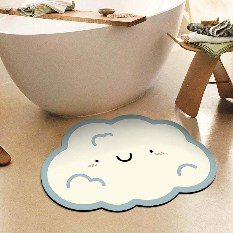 Bonito nuvens tapete de banho diatomáceas lama irregular porta entrada almofada do banheiro absorvente de água chão tapete do banheiro