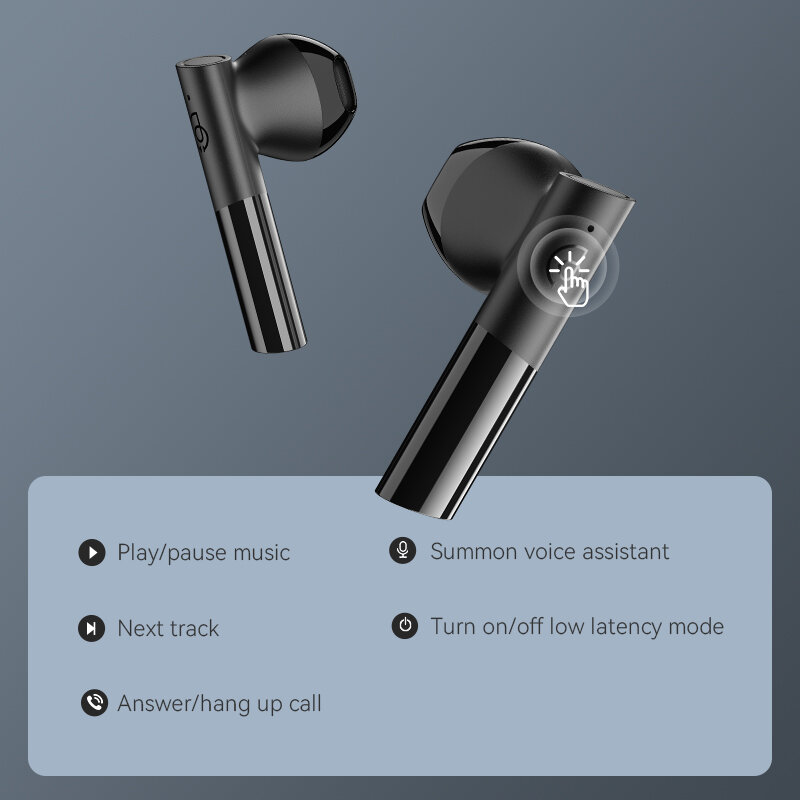 HAYLOU-auriculares inalámbricos GT6 con Bluetooth 5,2 AAC, cascos a prueba de agua, Mini auriculares semiintrauditivos cómodos de baja latencia para juegos, llamada HD
