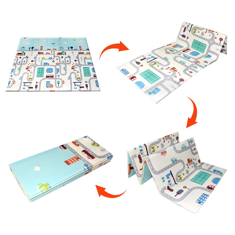 Karpet Anak-anak Pendidikan Tikar Bermain Bayi Dapat Dilipat 200CM Karpet Puzzle Xpe Karpet Anak-anak Bantalan Memanjat Sisi Ganda Karpet Anak-anak Mainan Permainan Aktif