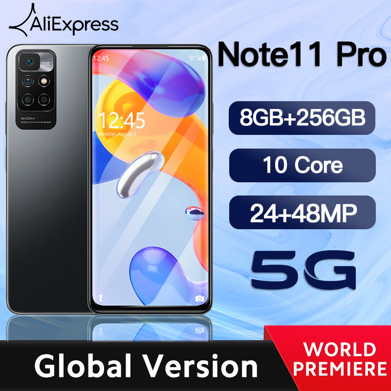Смартфон Note 11 Pro, Android, 5,8 дюйма, 8 + 256 ГБ