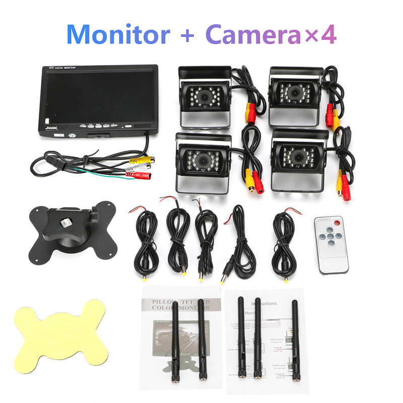Vtopek-Monitor inalámbrico para coche, pantalla de 7 pulgadas con 18 luces infrarrojas, visión nocturna, cámara de marcha atrás para camión y autocaravana