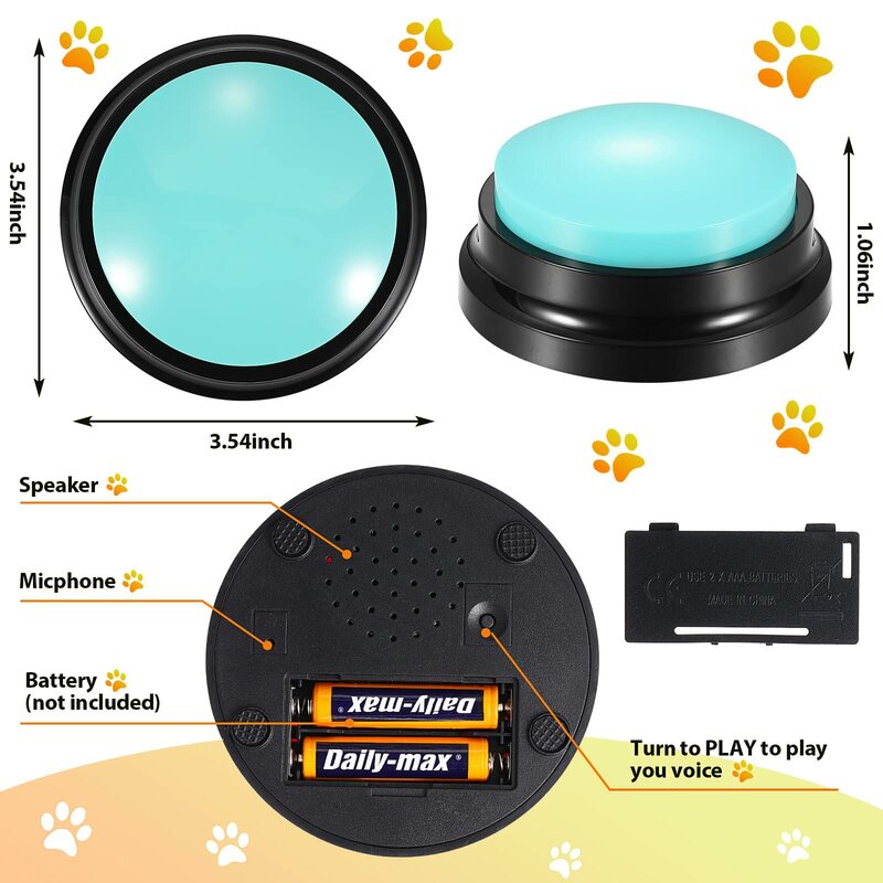 Recordable Talking Easy Carry Voice Recording Sound Button For Kids Pet Dog Interactive Toy Answering Buttons Party Noise Makers