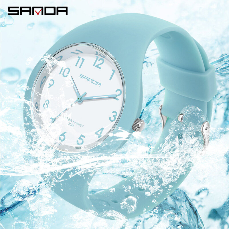 Часы наручные женские кварцевые, Брендовые спортивные модные водонепроницаемые с силиконовым ремешком для девушек