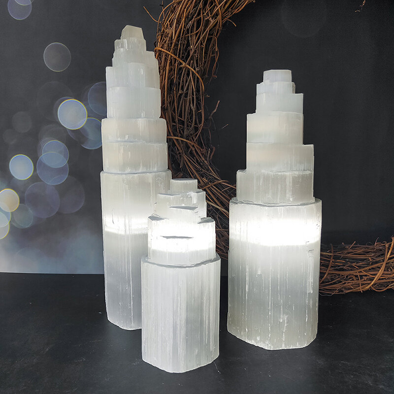 Large size natural gypsum tower room statue home decoration handicrafts ornaments gifts bedroom art decoration supplies
