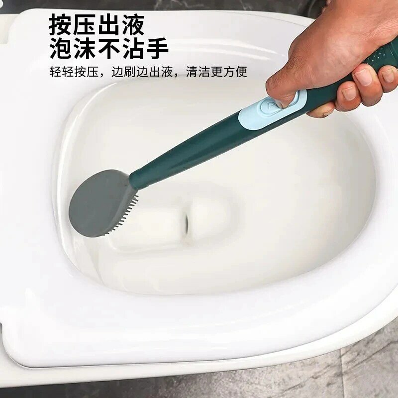 À prova de vazamento de água da escova do toalete com base de silicone wc cabeça plana flexível macio cerdas escova com secagem rápida titular conjunto