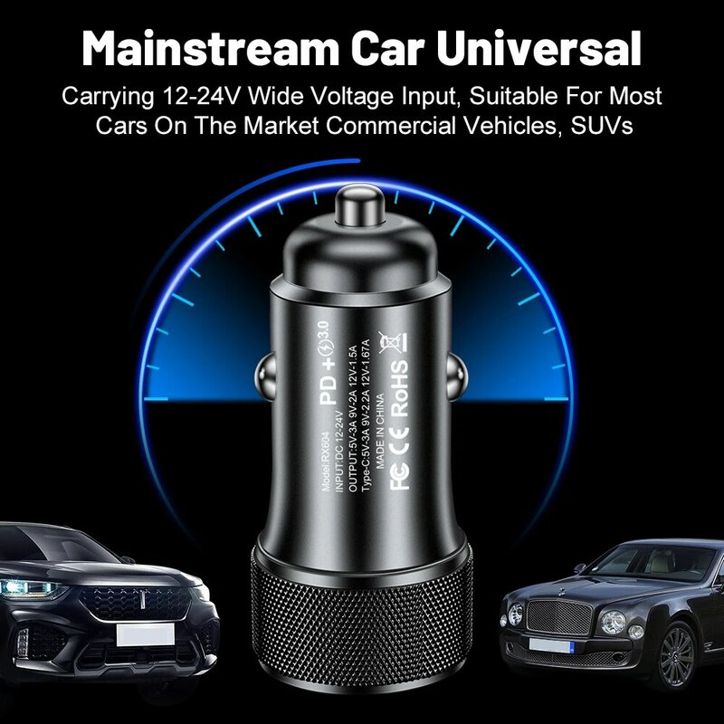 Olaf 45W Car Charger PD USB Type C Fast Charging Car Phone Adapter for iPhone 13 12 Xiaomi Huawei Samsung S22 Quick Charge 3.0