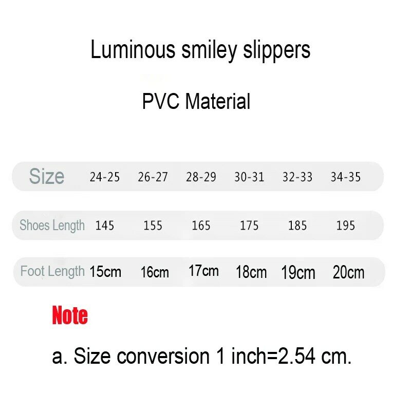 Pantoufles lumineuses confortables pour enfants, chaussures de maison à LED, motif de sourire de dessin animé, breloque en PVC souple 2022