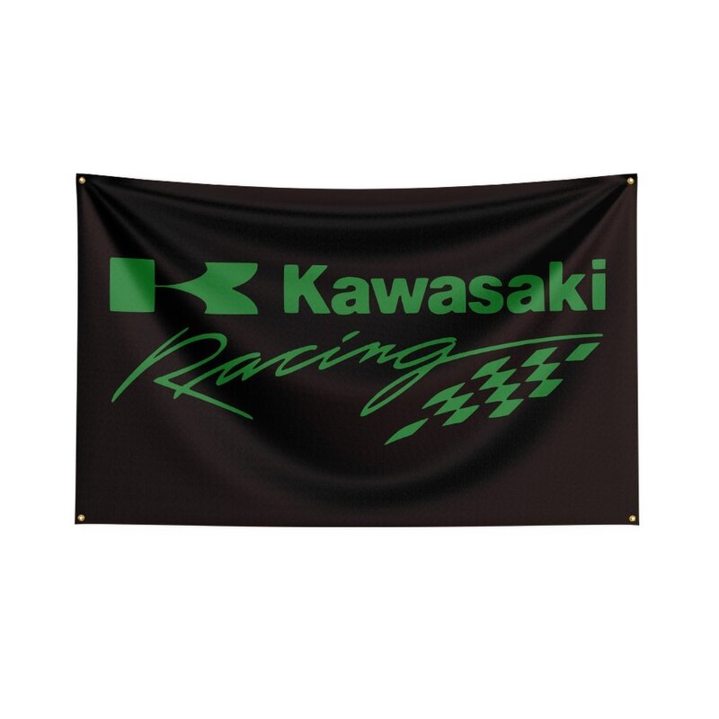 3X5 Ft Kawasaki Xe Máy Cờ Polyester Kỹ Thuật Số In Hình Xe Đua Biểu Ngữ Cho Xe Hơi Câu Lạc Bộ