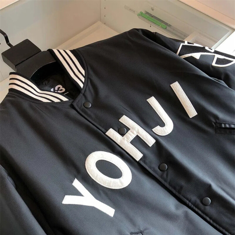 Y3 Yohji Yamamoto 23AW ฤดูใบไม้ร่วงฤดูหนาวผู้ชายและผู้หญิงสติกเกอร์ติดรถยนต์ชุดลำลองเสื้อแจ็คเก็ตผ้าฝ...