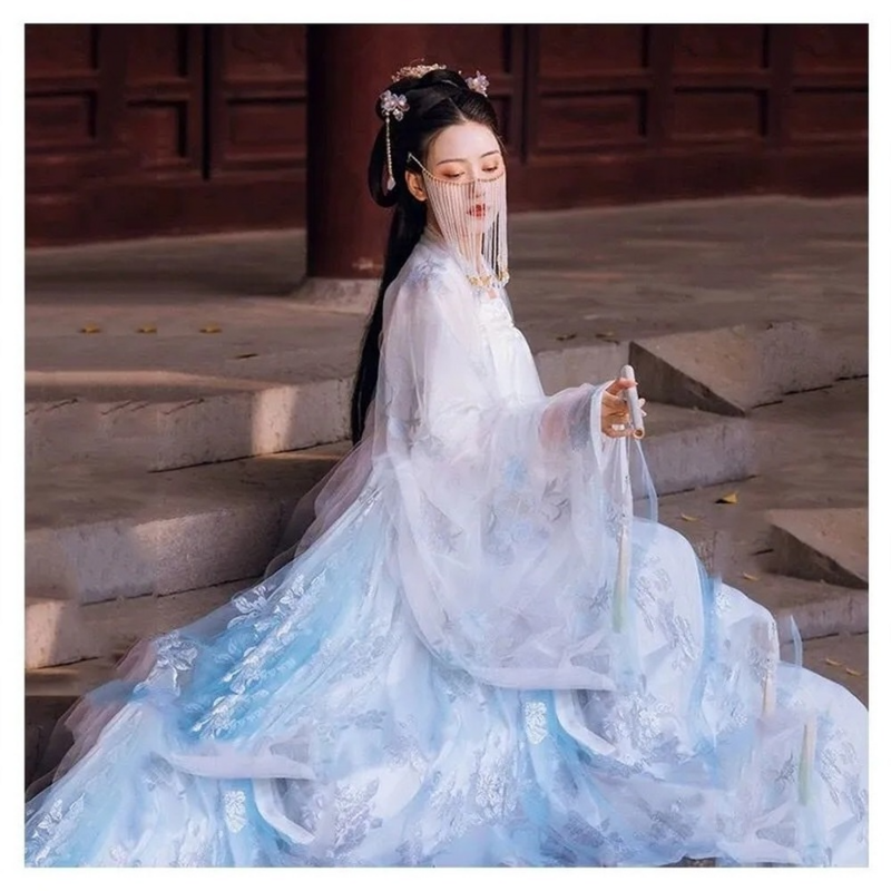 Chinês antigo traje para as mulheres 2022 andar comprimento dançarino vestido tradicional chinês hanfu baile de aniversário presente natal