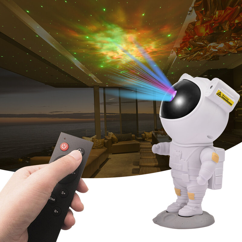 Gwiaździste niebo astronauta lampka nocna Galaxy Star lampa projektora z pilotem i zegarem oświetlenie nastroju wystrój pokoju w domu prezenty