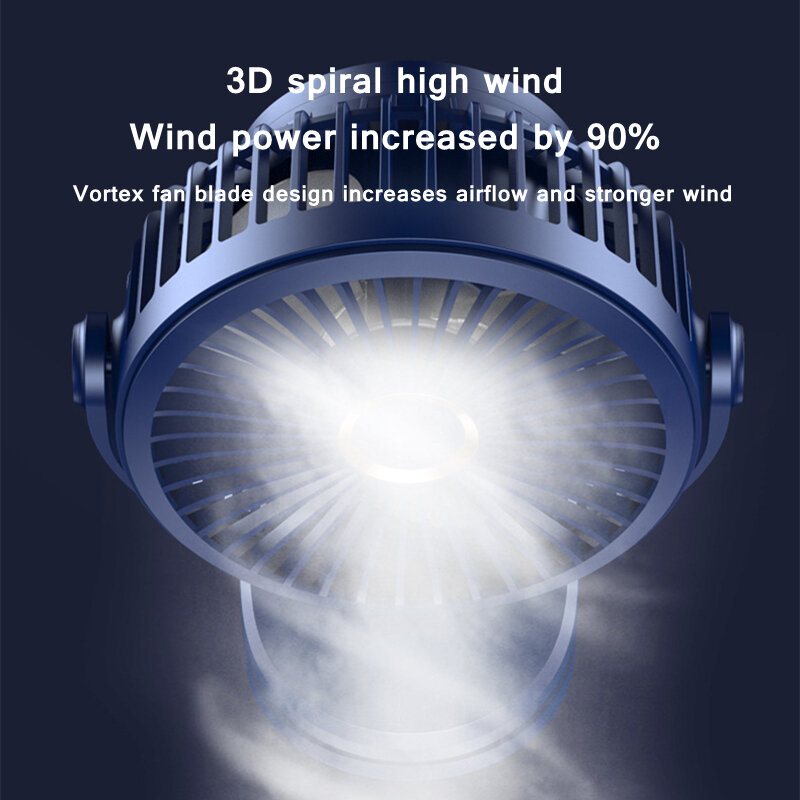 Mini 10000Mah Oplaadbare Geknipt Fan 360 ° Rotatie 4-Speed Wind Usb Desktop Ventilator Stille Airconditioner Voor slaapkamer Kantoor
