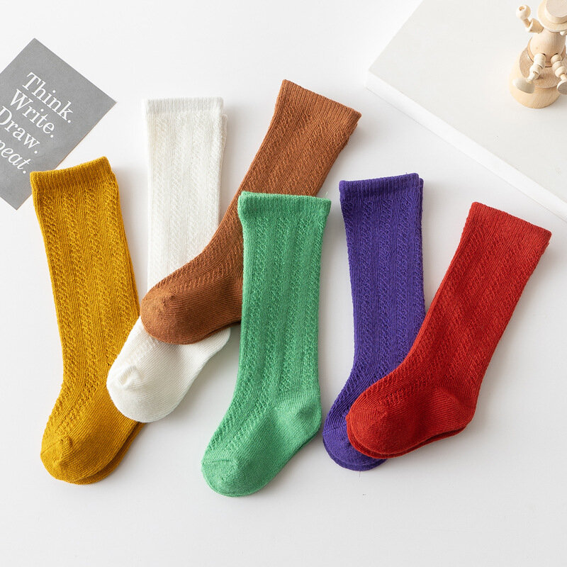 Neue Sommer Baby Mädchen Socken Netz Dünne Lange Kniehohe Socke Baumwolle Neugeborenen Socken für Mädchen Alter für 0 zu 24M