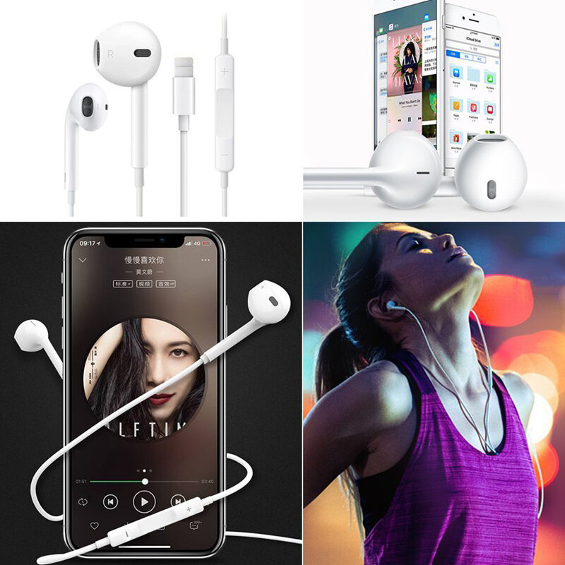100% original chip para apple iphone 7 8 x xr 13 11 12 mini fone de ouvido com fio fones para iphone 11 pro xs max caixa varejo